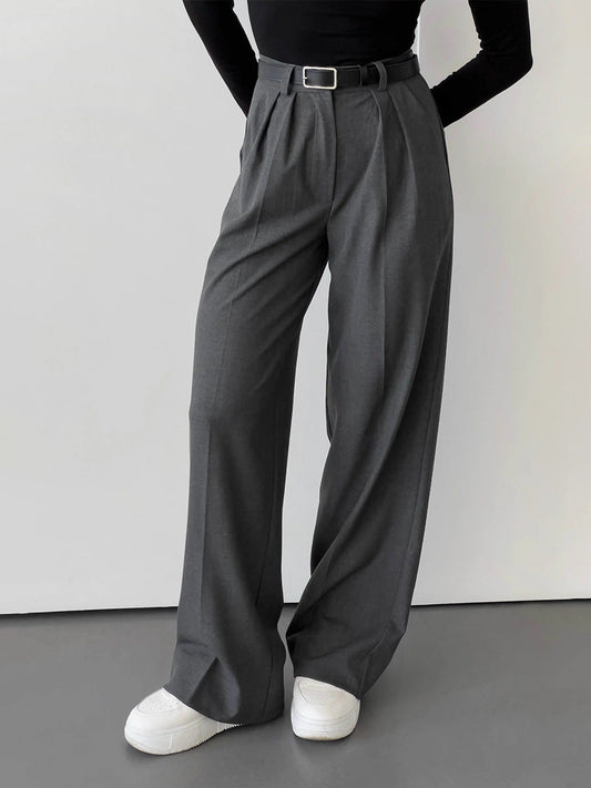 Women's High Waist Wide Leg Trousers Stylish Casual Suit Pants