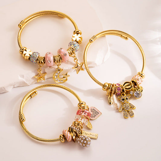 Fashionable DIY Titanium Steel Bracelet with Adjustable Animal Heart Pendant