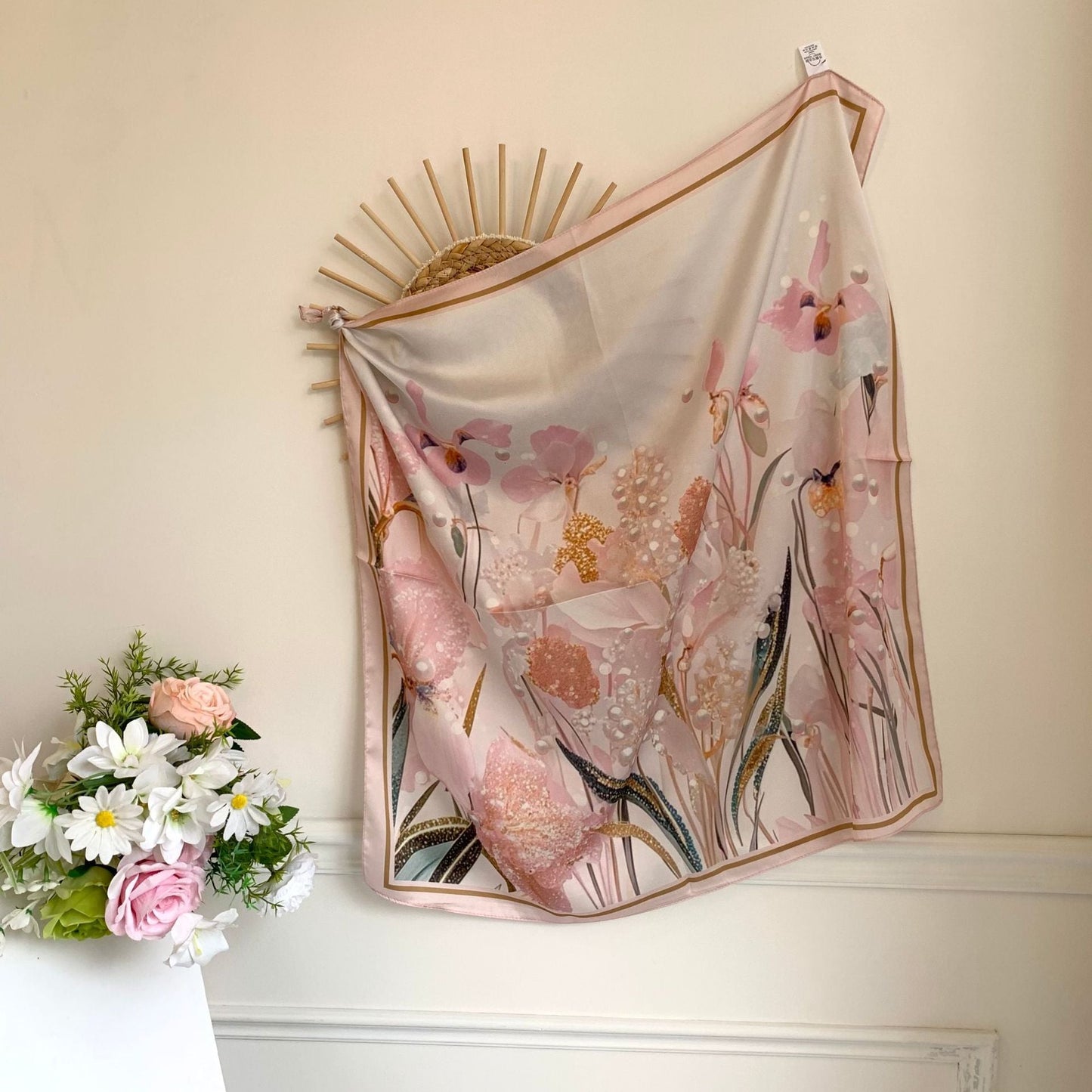 Love Flower Colorful Print Square Scarf