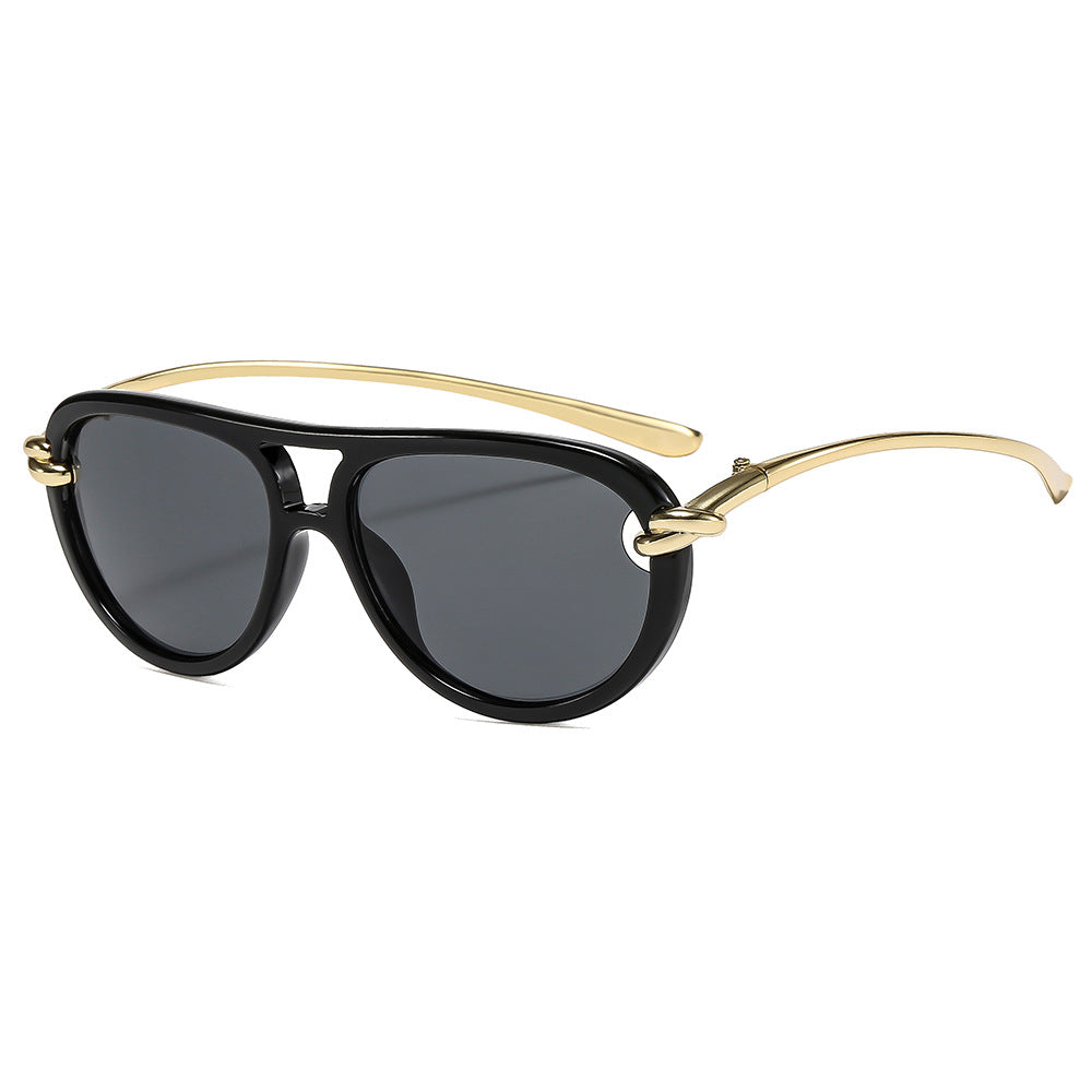 Trendy Knot Double Beam UV400 Sunglasses for Outdoor Activities