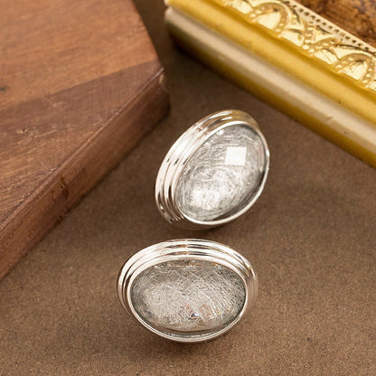 Geometric Oval Resin Earrings With 925 Silver Posts - Fashionable Luxury For Women