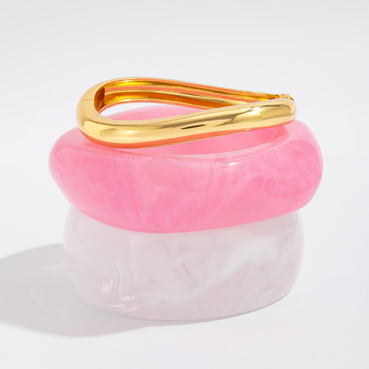 Pink Geometric Alloy Bracelet Artistic Vintage Wide Cuff