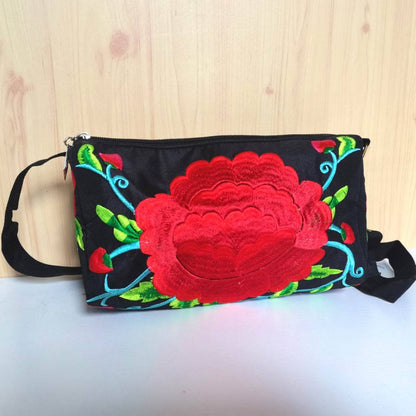 Ethnic Style Classic Embroidery Bag, Three-Layer Zipper Bag, Cross-Body Embroidery Small Bag