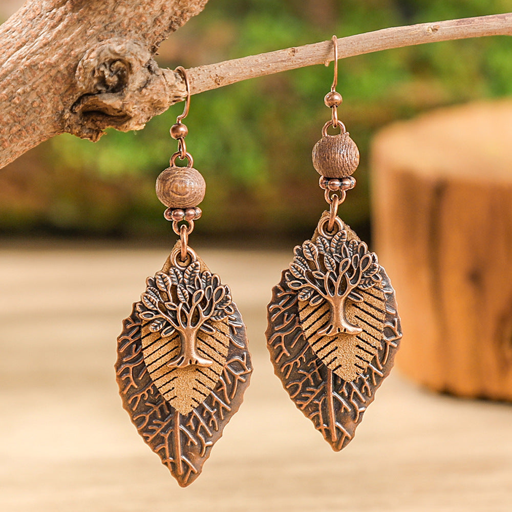 Bohemian Style Leaf Earrings Trendy Zinc Alloy Jewelry