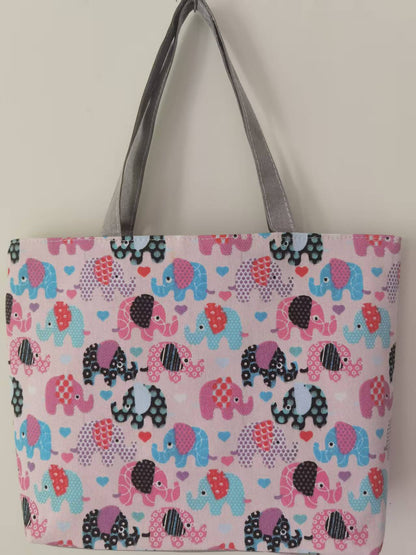 Large Capacity Canvas Tote Bag with Floral Print