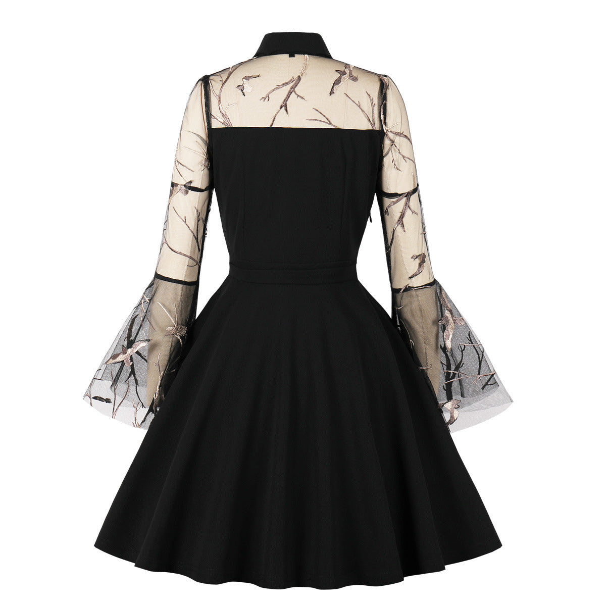 Halloween Black Queen Vintage Lace Embroidered Dress