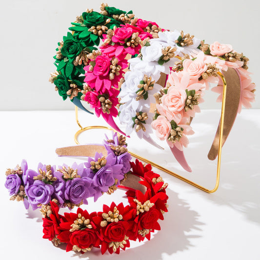 Floral Hairband Elegant Faux Flowers Hair Accessory