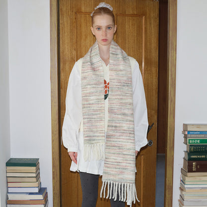 Gradient Wool Scarf for Women Soft Chic Fringe Wrap
