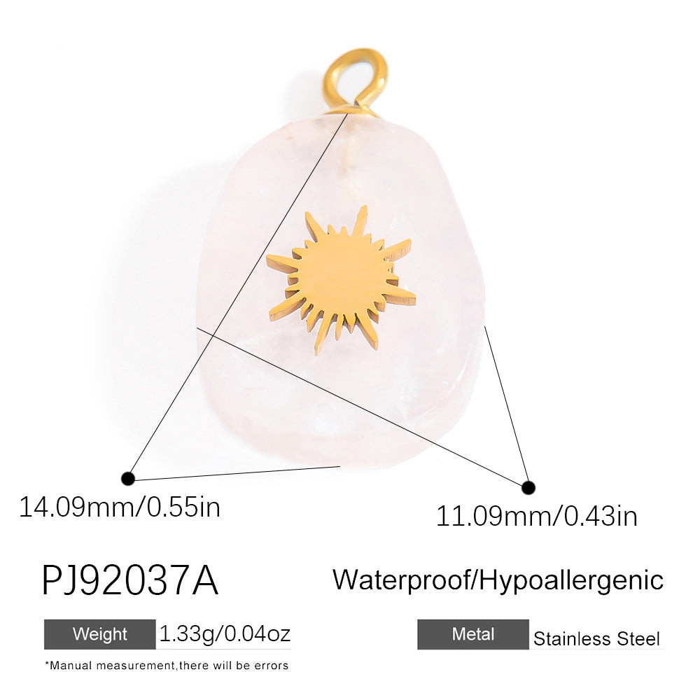 Butterfly Pendant Necklace Natural Stone Stainless Steel Jewelry