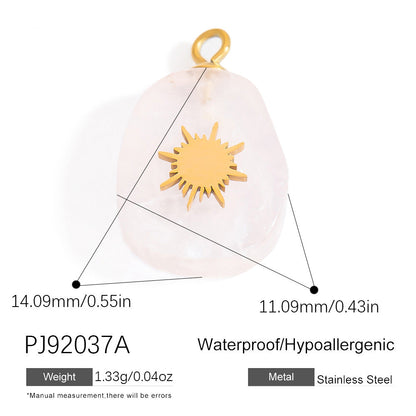 Butterfly Pendant Necklace Natural Stone Stainless Steel Jewelry