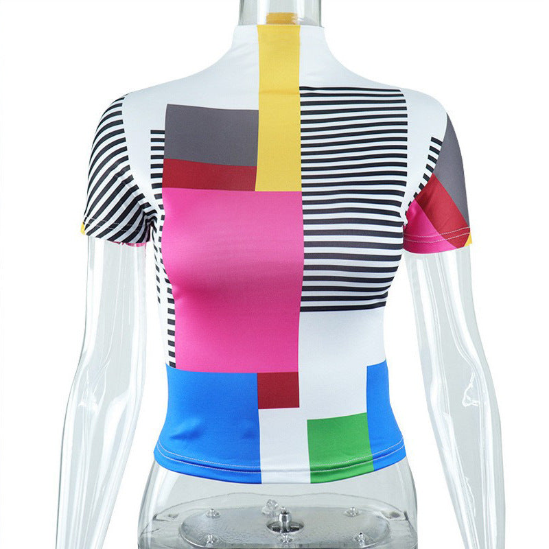 Geometric Print Slim Fit Short Sleeve T-Shirt