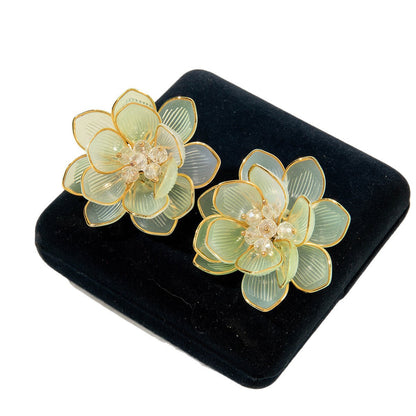 Colorful Resin Flower Petal Earrings Sweet Floral Studs