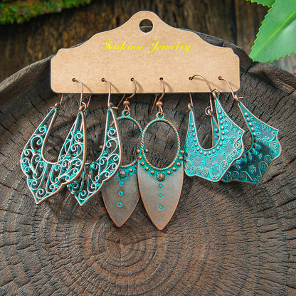 Vintage Bohemian Hollow Geometric Tassel Earrings