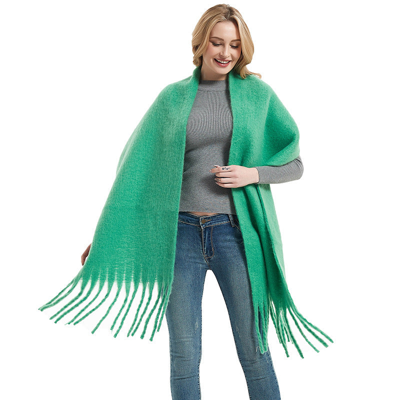 Solid Color Simple Tassel Scarves