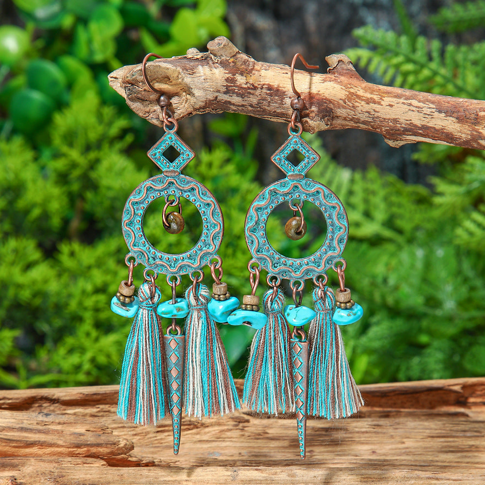 Bohemian Geometric Tassel Earrings Exotic Vacation Jewelry