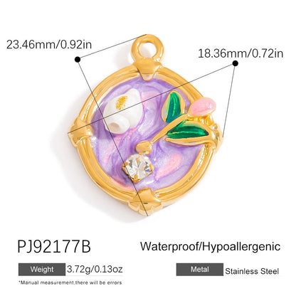 Stainless Steel Ocean-Themed DIY Flower Pendant Jewelry
