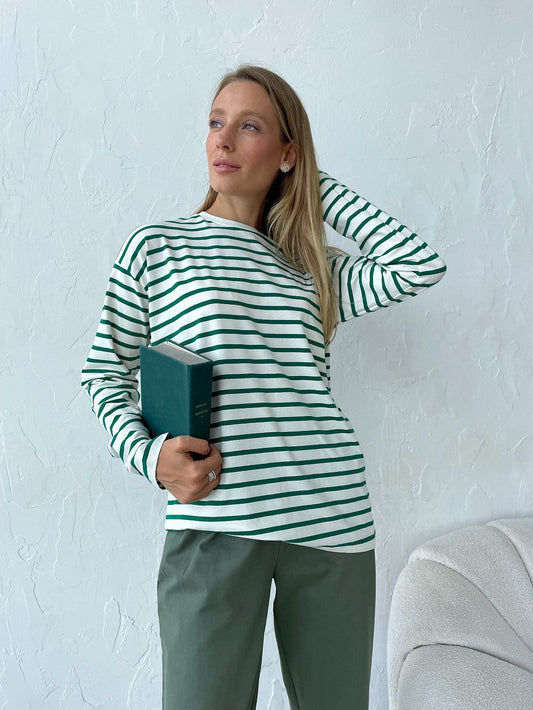 Long Sleeve Striped T-Shirt Casual Cotton Top