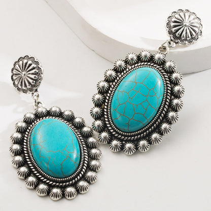 Turquoise Geometric Bohemian Alloy Earrings for Women