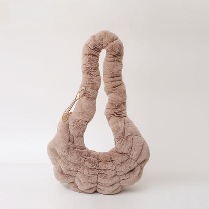 Trendy Plush Croissant Cloud Bag Soft Casual Shoulder Bag