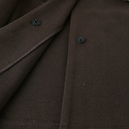 Brown V-Neck Shell Waist Tie Loose Jacket