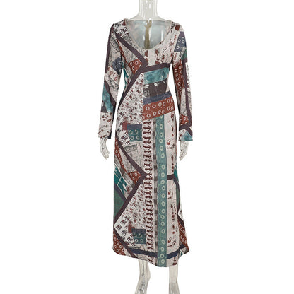 Elegant Vintage Floral V-Neck Bodycon Dress