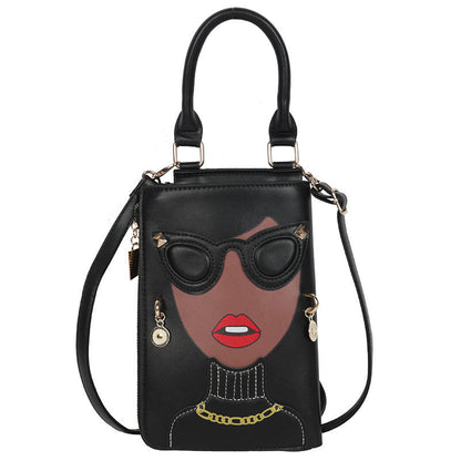 Creative Fun Face Studded Sunglasses Color Block Crossbody Bag