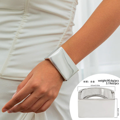 Trendy Irregular Shiny Metal Wide Cuff Bracelet