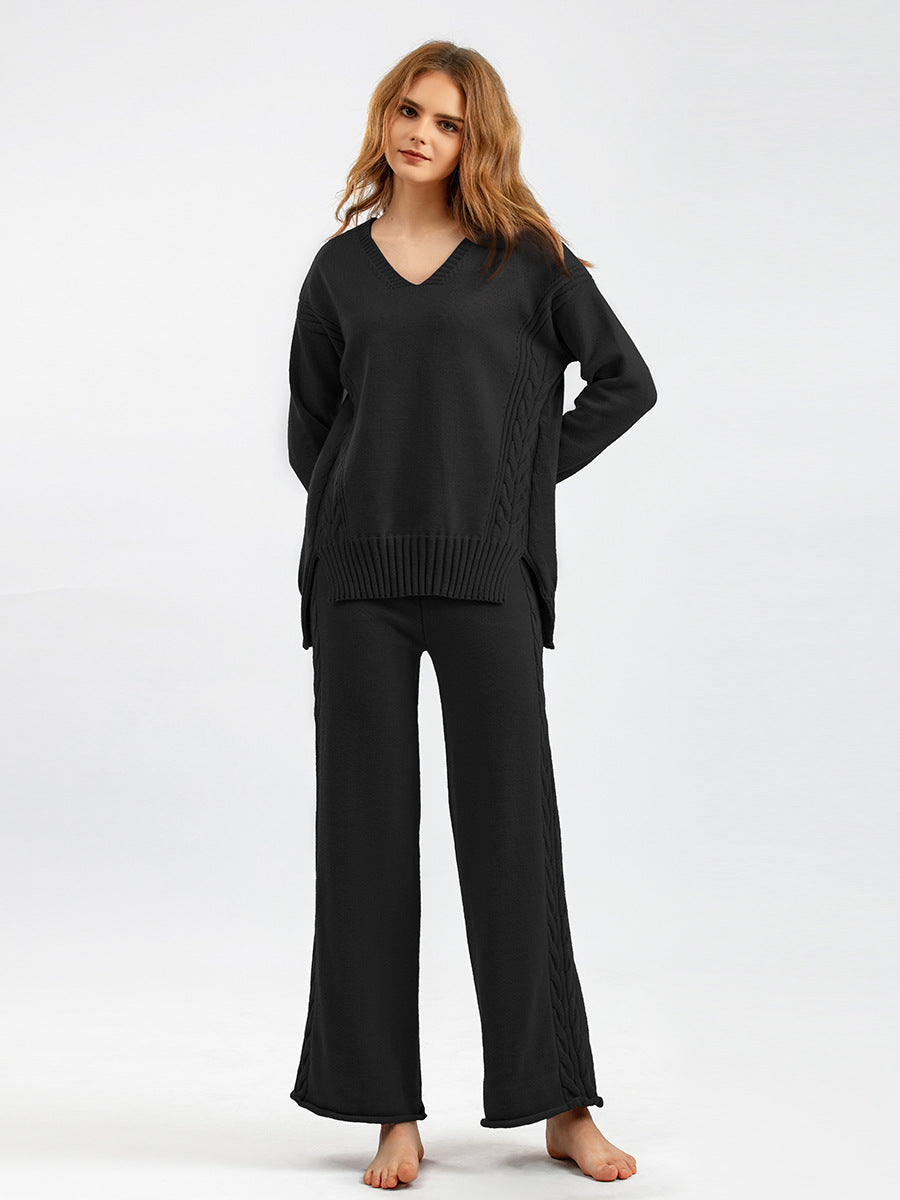 2+ V-Neck Side Split Knit Sets