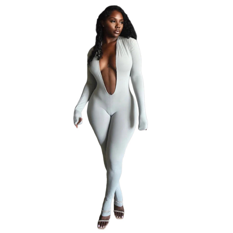 Women'S Stylish Sexy Deep V Backless Jumpsuit