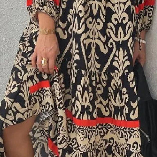 Women'S Casual Straight Length Dress Fragmented Flower Print Street Dress Outdoor Daily Long Sleeve V-Neck