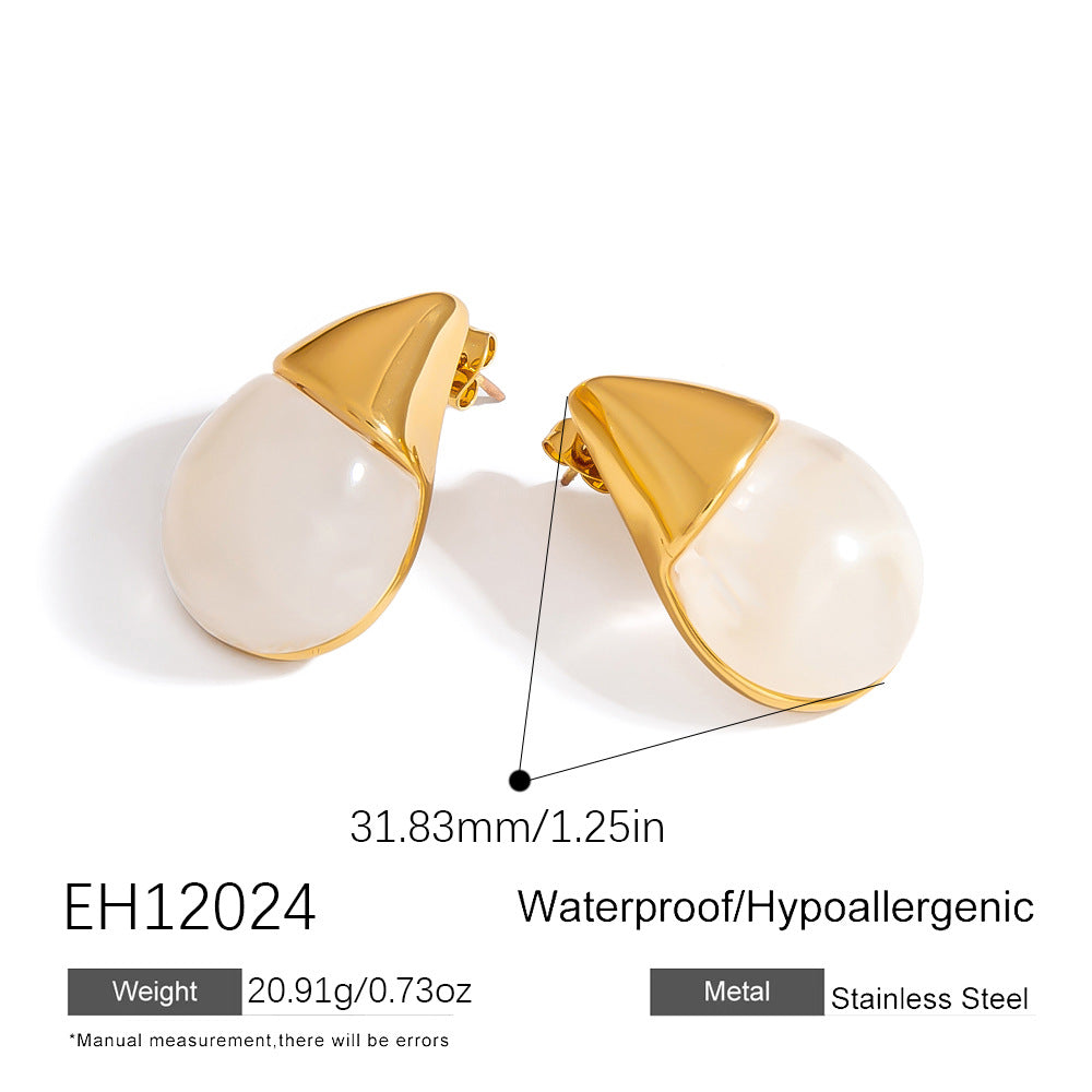 French Style Stainless Steel Flower Drop Earrings