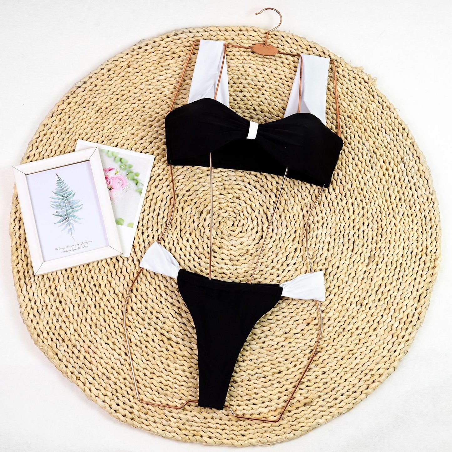 Stylish Color Block Strap Bikini Swimwear