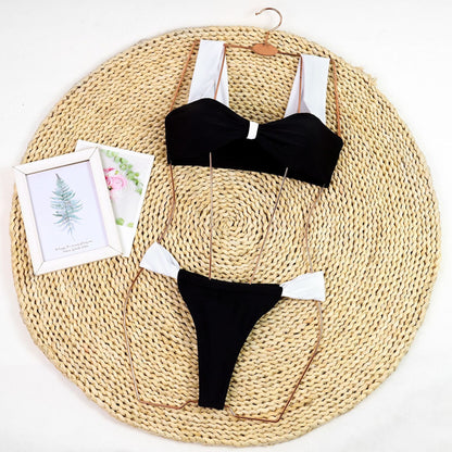 Stylish Color Block Strap Bikini Swimwear