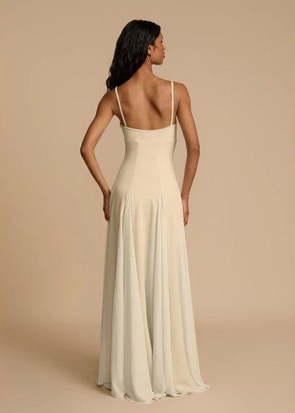 Cream Maxi Dress Lightweight Acetate Spaghetti Strap