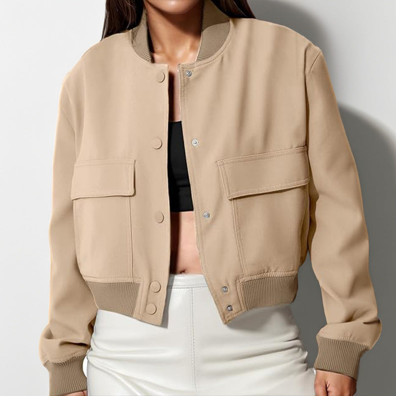 Elegant Casual Long Sleeve Coat with Single Button Closure