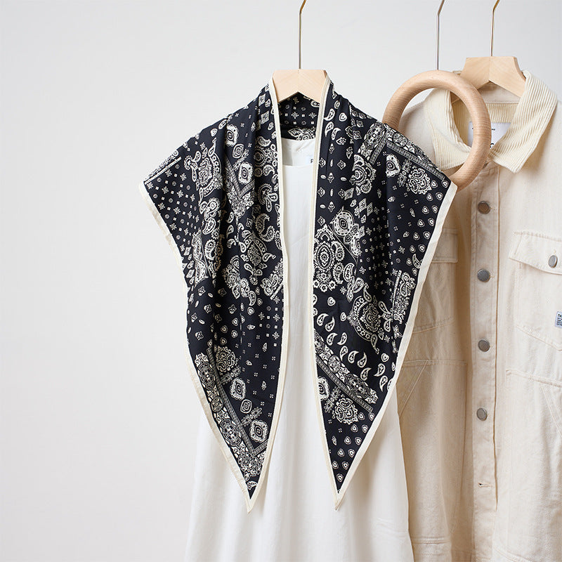 Simple Color Block Triangle Silk Scarf