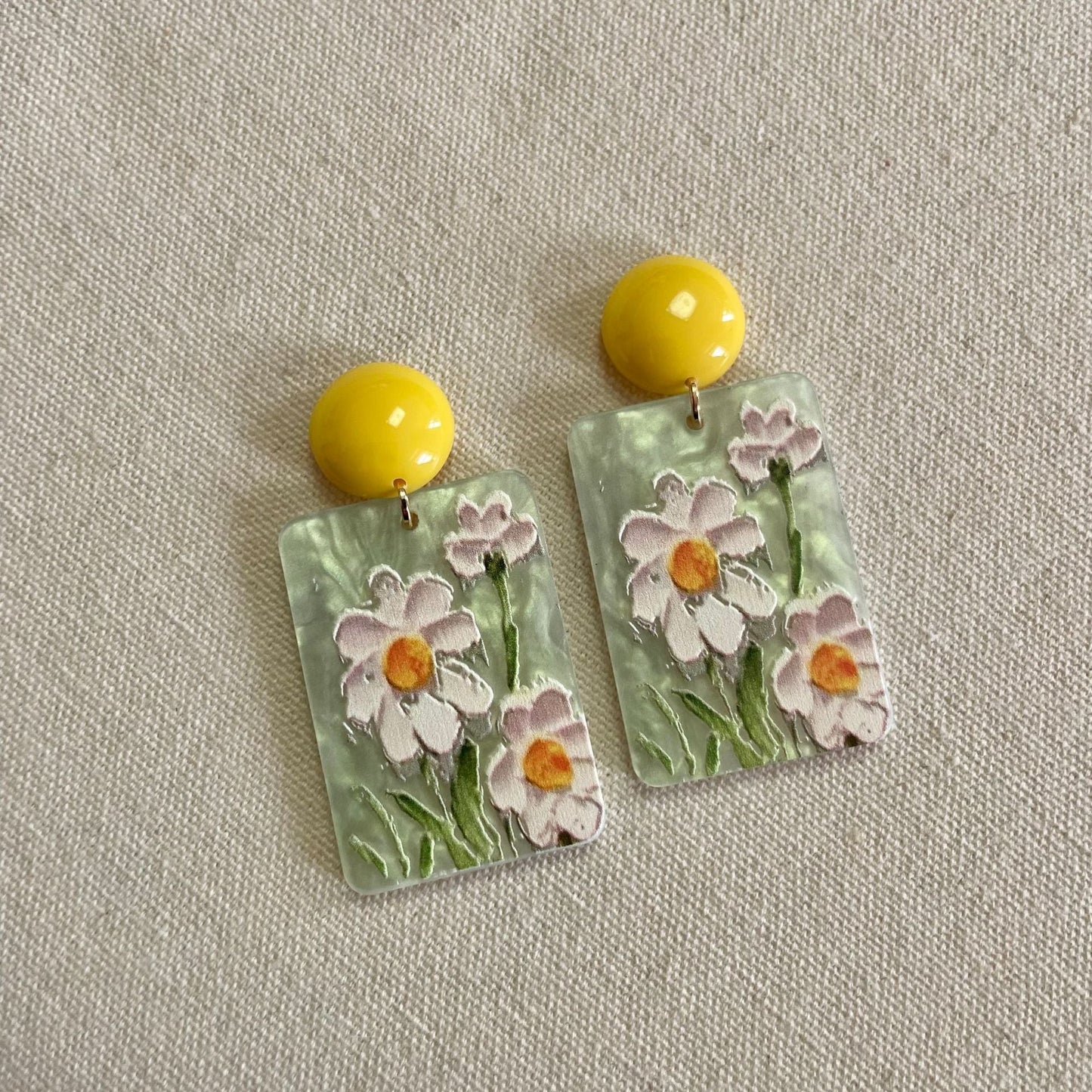 Sweet Oil Painting Floral Earrings