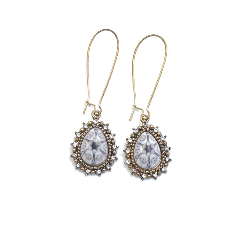 Vintage Floral Leaf Design Turquoise Alloy Earrings