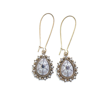 Vintage Floral Leaf Design Turquoise Alloy Earrings