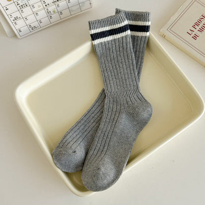Minimalist Striped Color Block Crew Socks