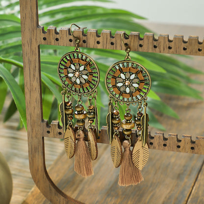 Trendy Vintage Boho Tassel Earrings Alloy Drop Dangle Jewelry Set