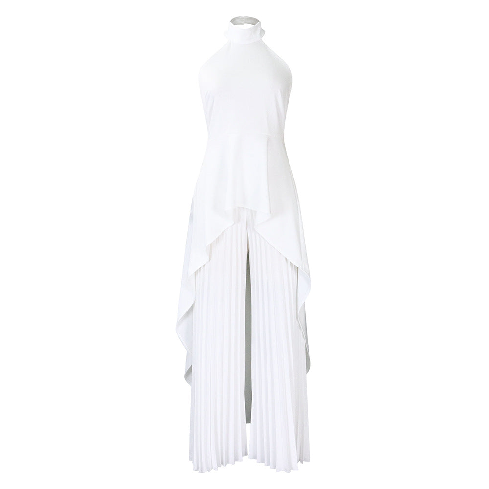 Fashionable Casual Two-Piece Set With Backless Top And Wide-Leg Pants