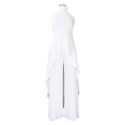 Fashionable Casual Two-Piece Set With Backless Top And Wide-Leg Pants