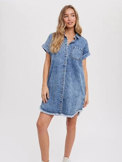 Casual Loose-Fit Denim Cardigan Dress