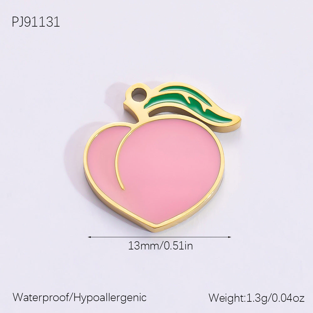Cute Heart Pendant Stainless Steel Necklace with 18K Gold Plating