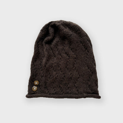 Trendy Knitted Beanie Hat with Unique Buttons