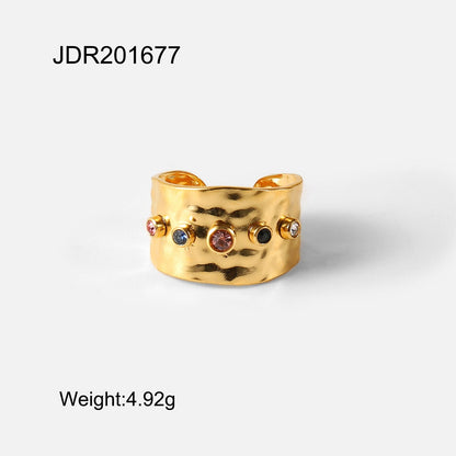 Colorful Zircon Adjustable Ring