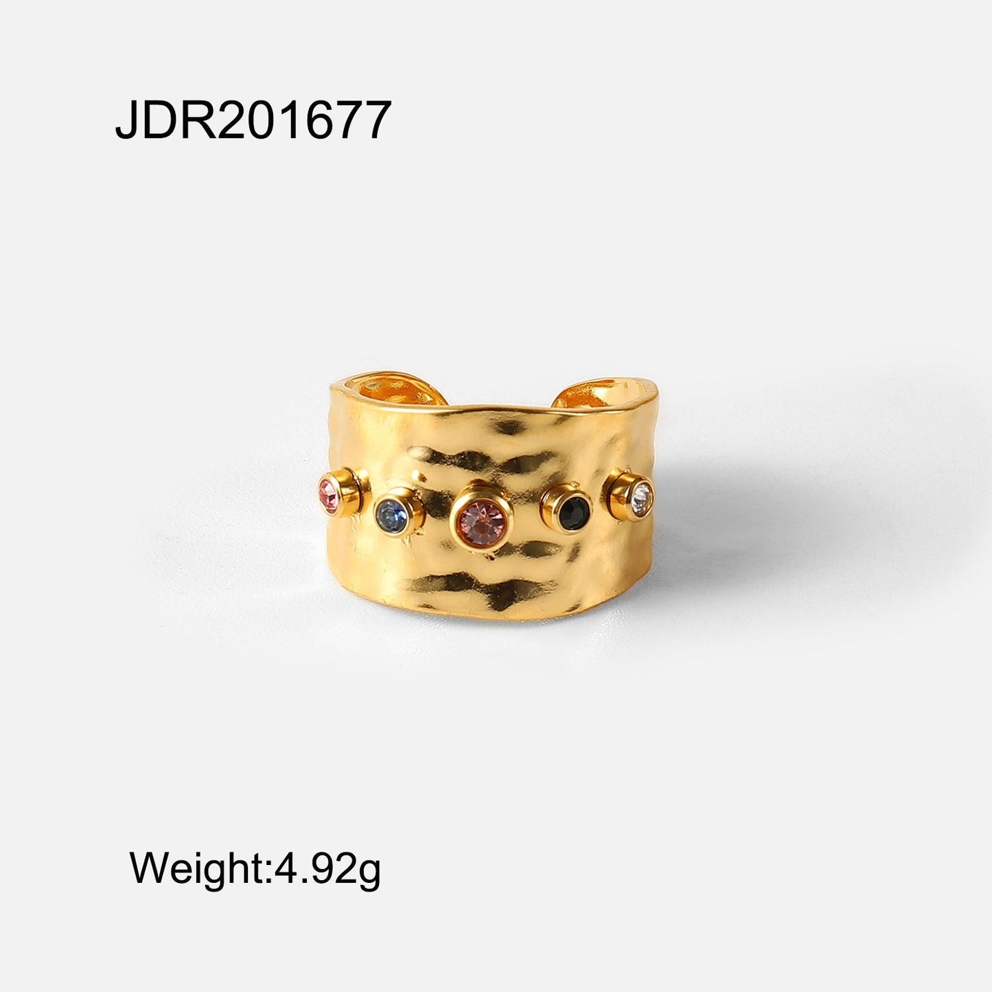 Colorful Zircon Adjustable Ring
