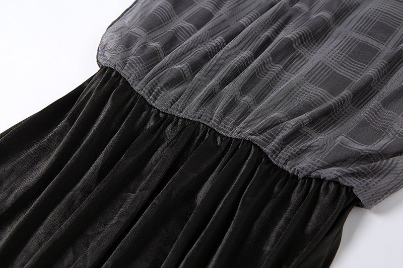 Trendy Square Neck Slim Plaid Mini Dress