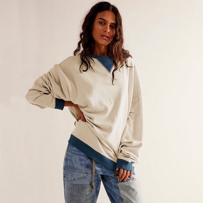 Color Block Loose Fit Sweatshirt for Women